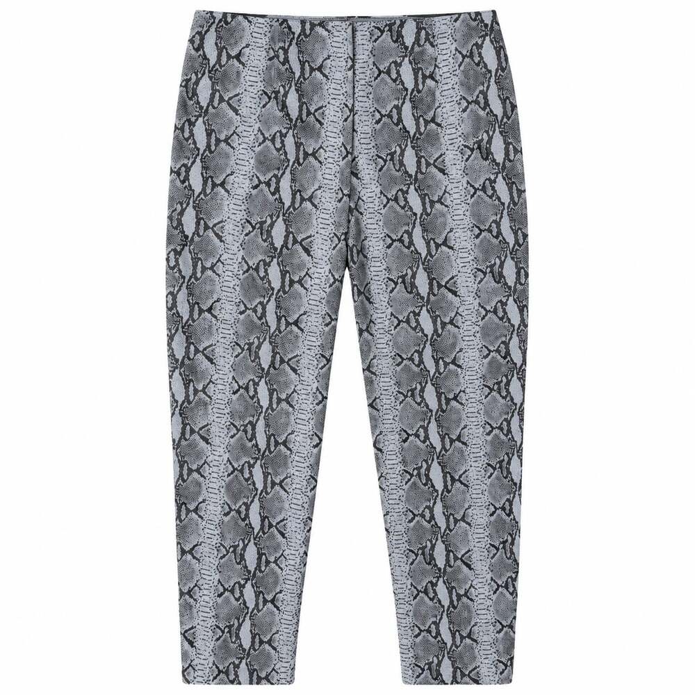 Snakeskin Print Genuine Leather Pants Gray Black Python Straight Leg Size 12
